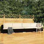 vidaXL 4-delige Loungeset met kussens poly rattan zwart, 4 zitplaatsen, Nieuw, Loungeset, Verzenden