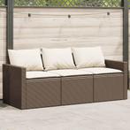 vidaXL Tuinbank 3-zits met kussens poly rattan bruin, Verzenden, Nieuw, Rotan