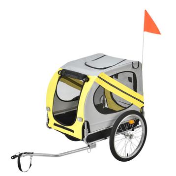 Fietskar fietsaanhanger 138x71x90 cm tot 26 kg geel grijs zw beschikbaar voor biedingen