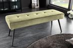 Design bank BOUTIQUE 100cm groen fluweel zwarte metalen, Huis en Inrichting, Banken | Bankstellen, Ophalen of Verzenden, Nieuw
