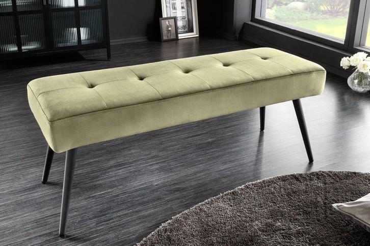 Design bank BOUTIQUE 100cm groen fluweel zwarte metalen, Huis en Inrichting, Banken | Bankstellen, Ophalen of Verzenden