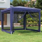 vidaXL Partytent met 4 mesh zijwanden 3x3 m HDPE blauw, Tuin en Terras, Partytenten, Verzenden, Nieuw, Partytent