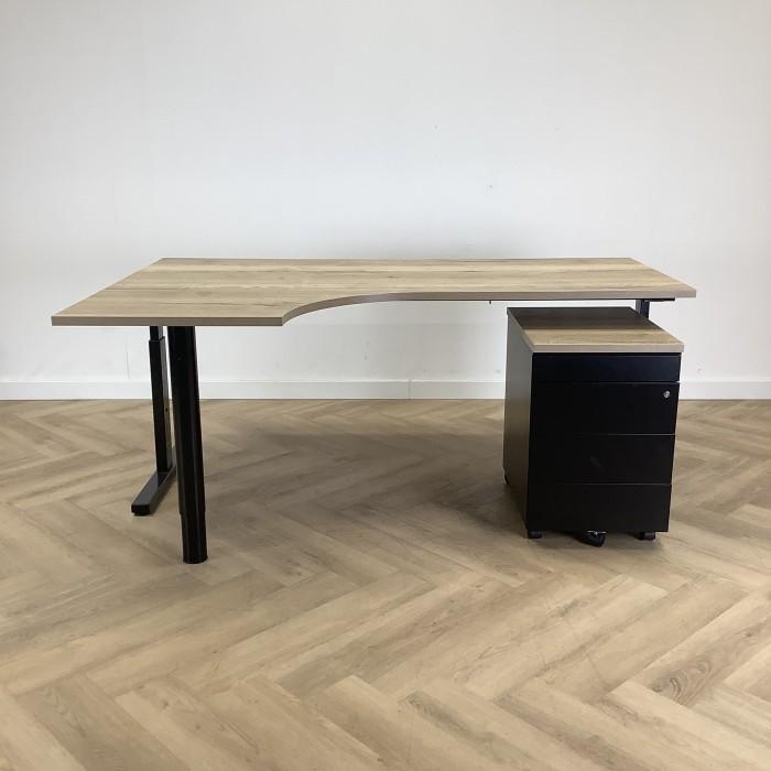 complete set hoekbureau (links) en ladeblok ,  natuur eiken, Huis en Inrichting, Bureaus, Bureau, Gebruikt, Ophalen of Verzenden