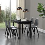 Eethoek Lendava 5-delig tafel met 4 stoelen zwart en grijs, Verzenden, Nieuw
