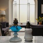 White and Blue - Olielamp - Glas, Messing, Antiek en Kunst