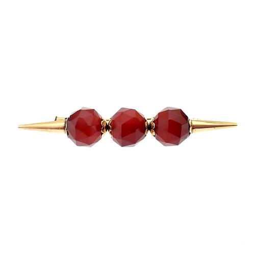 Vintage gouden grote broche met carneool (gouden broche), Sieraden, Tassen en Uiterlijk, Broches, Overige kleuren, Gebruikt, Met edelsteen