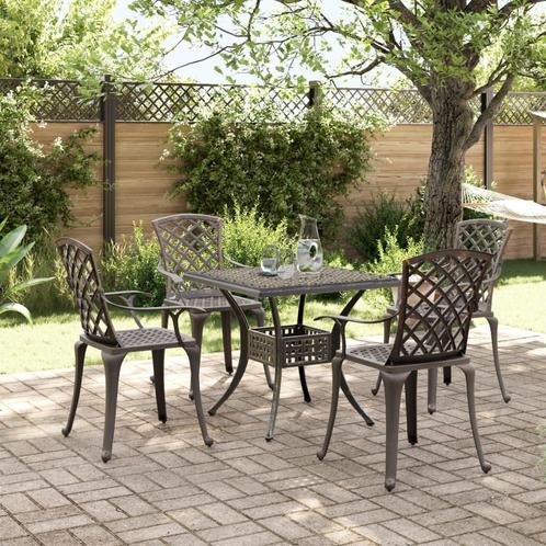 vidaXL 5-delige Tuinset geitaluminium bronskleurig, Tuin en Terras, Tuinsets en Loungesets, Tuinset, Nieuw, 4 zitplaatsen, Aluminium