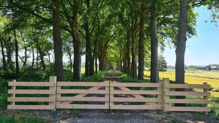 Landhek Weidehek Poort Eiken lariks douglas hardhout hekwerk, Tuin en Terras, Tuinpoorten, Draaipoort, Nieuw, Hout, Ophalen