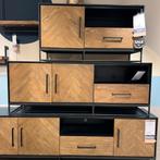 TV-meubel Vinito (154cm) eiken fineer zwart/naturel - Pronto, Huis en Inrichting, Kasten | Televisiemeubels, 150 tot 200 cm, Eikenhout