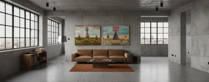 Luis Pablo Bolívar (1957) - Diptych of the Elements, Antiek en Kunst, Kunst | Schilderijen | Klassiek