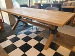 Oud eiken eettafel van 100x220cm, eikenhouten onderstel, Ophalen of Verzenden, Nieuw, Industrieel