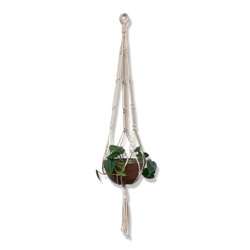 Plantenhanger Bohemian Wit - Katoen - Macramé -, Huis en Inrichting, Woonaccessoires | Overige, Nieuw, Ophalen of Verzenden
