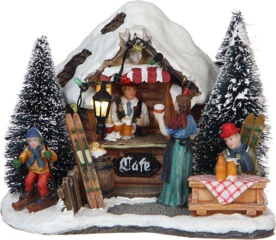 2dekans | LuVille Kerstdorp Miniatuur Ski Café - L15 x B14 x, Diversen, Kerst, Zo goed als nieuw, Ophalen of Verzenden