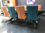Set van 8 leren eetkamerstoelen - met sledepoot, Ophalen of Verzenden, Nieuw, Leer