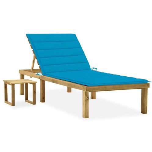 vidaXL Ligbed met tafeltje en kussen geïmpregneerd, Tuin en Terras, Ligbedden, Nieuw, Verzenden