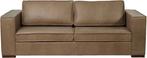 Leren bank Fine, 3-zitsbank - Vintage Leer Taupe - Hout, Bru, Ophalen of Verzenden, Rechte bank, Modern, 200 tot 250 cm