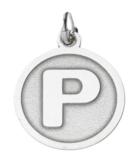 Zilveren Letter P rond mat en glans kettinghanger, Sieraden, Tassen en Uiterlijk, Kettinghangers, Verzenden