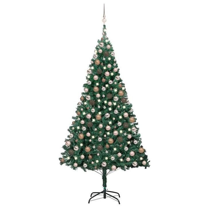 vidaXL Kunstkerstboom met verlichting en kerstballen 210 cm, Diversen, Kerst, Nieuw, Verzenden