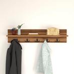 [en.casa] Wandkapstok Hammarö met plank 80x13x18 cm walnootk, Huis en Inrichting, Kasten | Kledingkasten, Verzenden, Nieuw