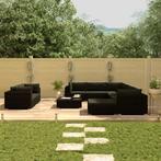 vidaXL 10-delige Loungeset met kussens poly rattan zwart, Tuin en Terras, Tuinsets en Loungesets, Meer dan 8 zitplaatsen, Nieuw