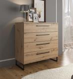 Commode Saturn - Eiken - Zwart - 91,5x42x93 cm - Kast, 50 tot 100 cm, Nieuw, 25 tot 50 cm, Industrieel