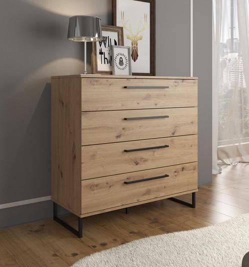 Commode Saturn - Eiken - Zwart - 91,5x42x93 cm - Kast, Huis en Inrichting, Kasten | Dressoirs, 25 tot 50 cm, Nieuw, 50 tot 100 cm