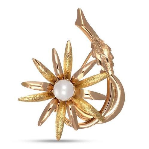 Broche - 18 karaat Geel goud - Parel, Sieraden, Tassen en Uiterlijk, Antieke sieraden