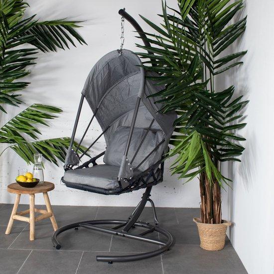 2dekans | Hangstoel Tony met kap - Grijs, Huis en Inrichting, Stoelen, Zo goed als nieuw, Ophalen of Verzenden