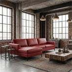 Leren hoekbank Match - 2.5-zits arm rechts + Longchair arm, 250 tot 300 cm, Bohemian, Industrieel, Modern, Scandinavisch, Hoekbank