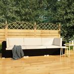 vidaXL 3-delige Loungeset met kussens poly rattan zwart, Tuin en Terras, 3 zitplaatsen, Nieuw, Loungeset, Verzenden