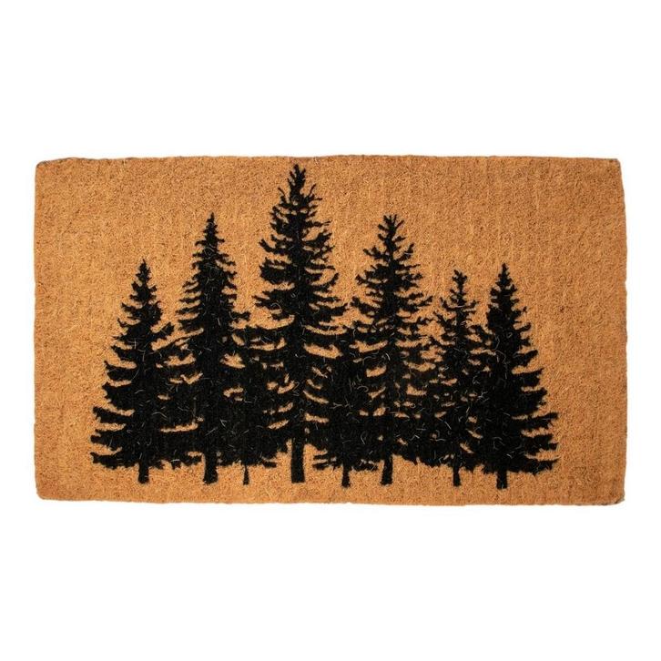 Deurmat Kokos handgeweven dennenbomen 75cm, Tuin en Terras, Deurmatten, Verzenden