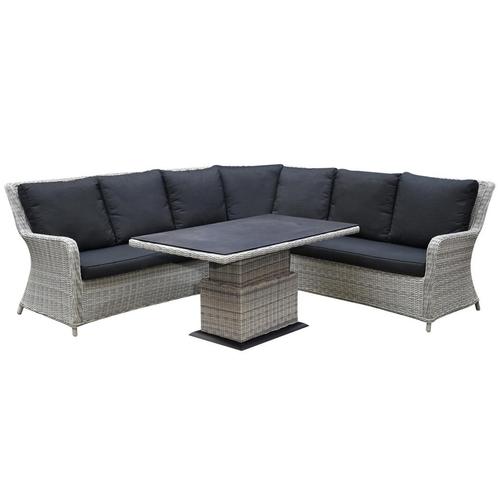 Bilbao dining hoek loungeset 4 delig wit verstelbare tafel, Tuin en Terras, Tuinsets en Loungesets, Nieuw, Wicker, Ophalen of Verzenden
