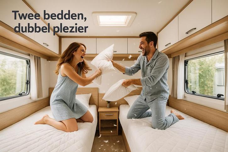Wij hebben diverse caravans met enkele bedden te huur, Caravans en Kamperen, Caravans, 1000 - 1250 kg, 2 aparte bedden, Adria