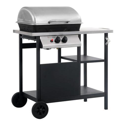 vidaXL Gasbarbecue met 3-laags zijtafel zwart en, Tuin en Terras, Gasbarbecues, Nieuw, Verzenden