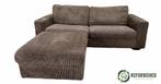 Taupe ribstof bank 2,5-zits met hocker – Comfort & design, Huis en Inrichting, Gebruikt, Ribstof, Driepersoons, 75 tot 100 cm