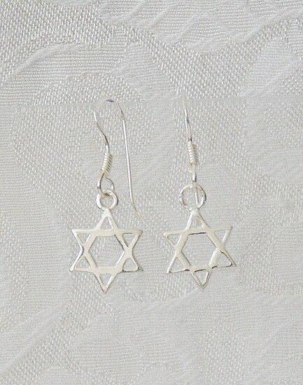 Oorhangers, zilver met een kleine Davidster, Sieraden, Tassen en Uiterlijk, Oorbellen, Verzenden