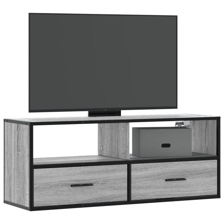 vidaXL Tv-meubel 100x31x39,5 cm bewerkt hout metaal grijs, Huis en Inrichting, Kasten | Televisiemeubels, Nieuw, Overige houtsoorten