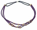 Haarband kralen - Veter imitatieleer - Paars goud, Nieuw