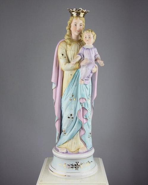 Beeldje, Maria met Kind - 46 cm - Biscuit porselein, Antiek en Kunst, Antiek | Boeken en Bijbels