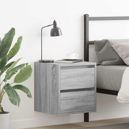 vidaXL Nachtkastjes 2 st wandgemonteerd 38x34x40 cm grijs, Huis en Inrichting, Slaapkamer | Nachtkastjes, Nieuw, Hout, Verzenden