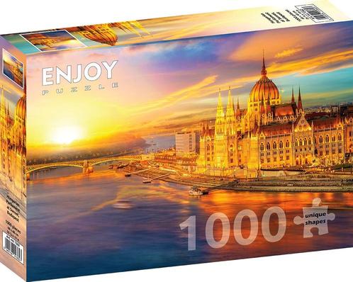 Hungarian Parliament at Sunset - Budapest Puzzel (1000, Hobby en Vrije tijd, Denksport en Puzzels, Nieuw, Verzenden