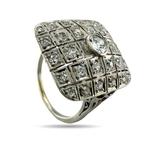 Ring Platina, Vintage platinum rechthoekige tafel 0.63ct, Nieuw