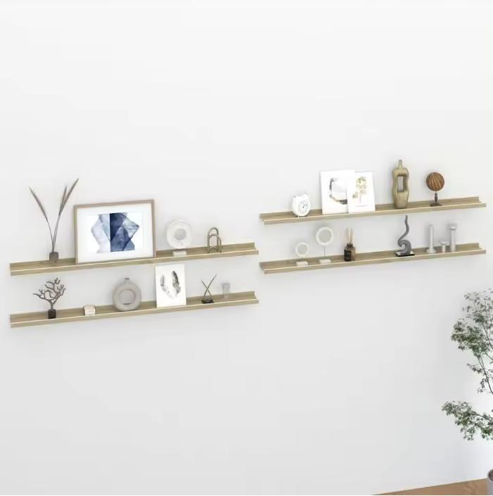 Set van 4 Wandplanken – Wit en Sonoma Eiken MDF 115 cm, Huis en Inrichting, Kasten | Wandmeubels, Nieuw, Verzenden