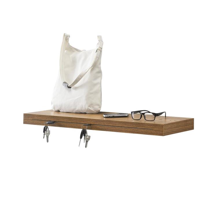 Wandrek met sleutelhouder - walnoot kleur, Huis en Inrichting, Woonaccessoires | Wandplanken en Boekenplanken, Verzenden
