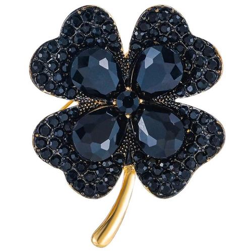 Fako Bijoux® - Broche - Klavertje Vier - Zwart - 40x51mm -, Sieraden, Tassen en Uiterlijk, Broches, Verzenden