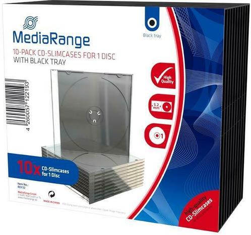 MediaRange | CD Slimcase | 5.2mm | 1 Disc | Zwart | 10 Stuks, Computers en Software, Beschrijfbare discs, Nieuw, Verzenden