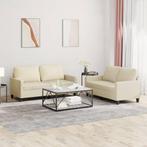 vidaXL 2-delige Loungeset met kussens kunstleer crème, Verzenden, 150 tot 200 cm, Nieuw, Leer