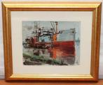 Frederick Van Oostveen (1885-1979) - Barco en el puerto, Antiek en Kunst