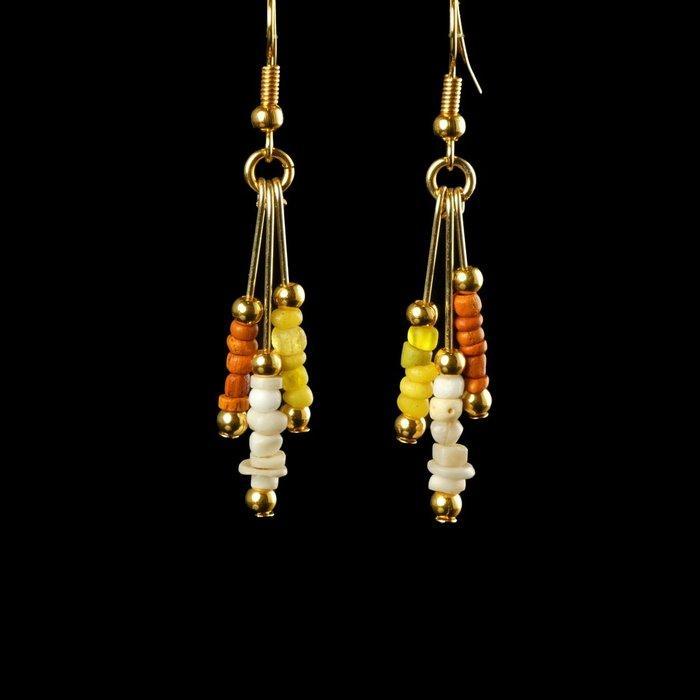 Oud-Romeins Oorbellen met veelkleurige glazen kralen, Sieraden, Tassen en Uiterlijk, Antieke sieraden
