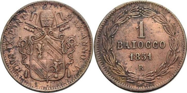 Baiocco 1851, Italien-kirchenstaat/vatikanstadt Pius Ix 1..., Postzegels en Munten, Munten | Europa | Niet-Euromunten, Verzenden